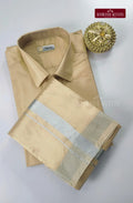 Kids Premium Silk Dhoti Set - Natural Sandal