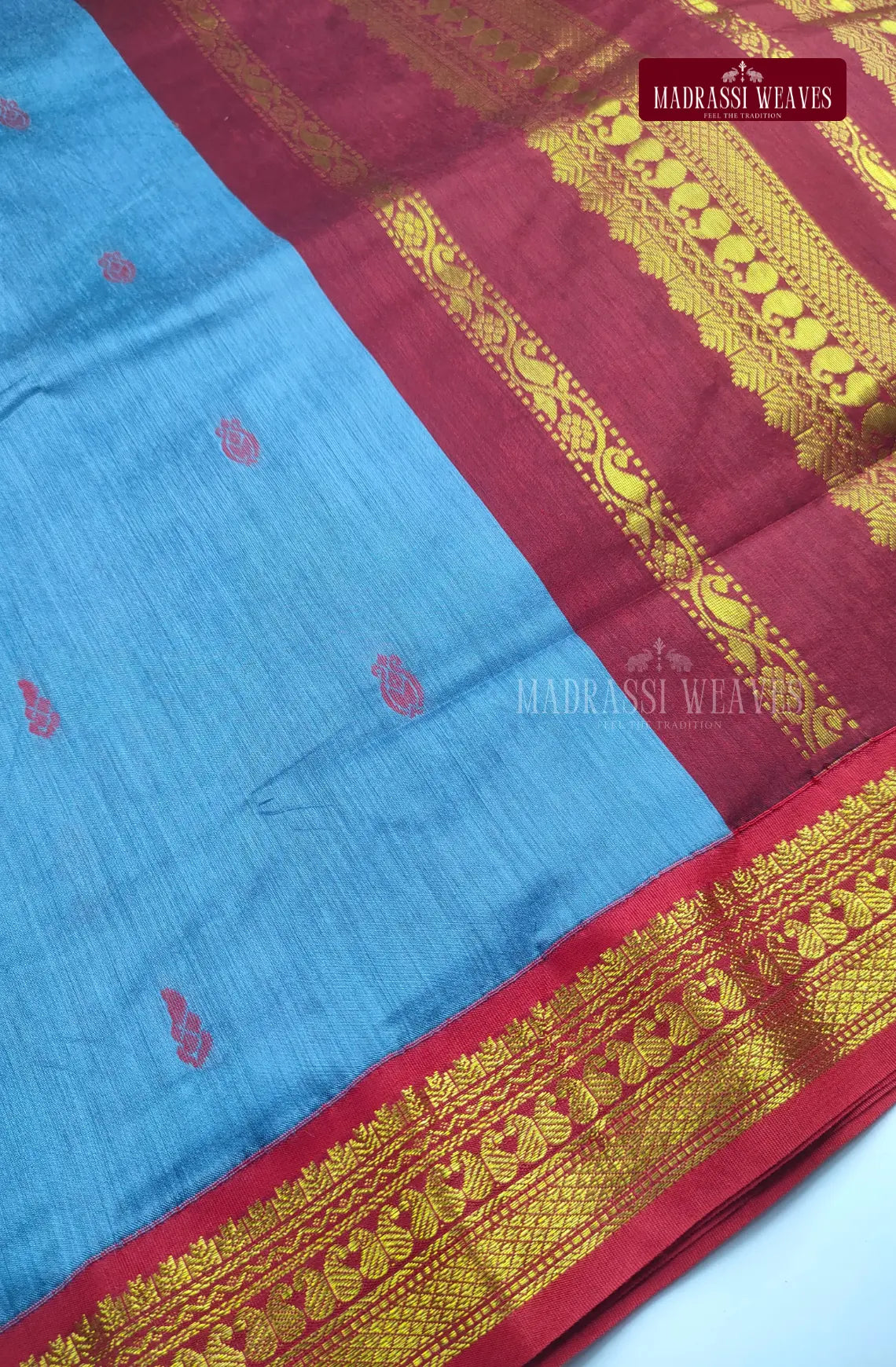 Premium Kalyani Gadwal Cotton Saree - Blue