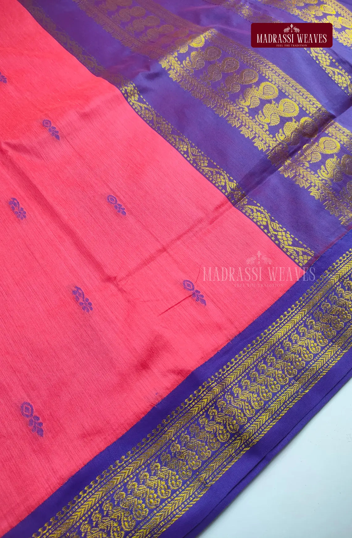 Premium Kalyani Gadwal Cotton Saree - Bright Pink