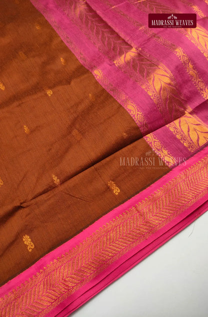 Premium Kalyani Gadwal Cotton Saree - Brown