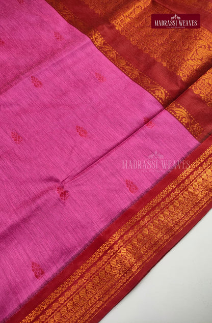 Premium Kalyani Gadwal Cotton Saree - Pink