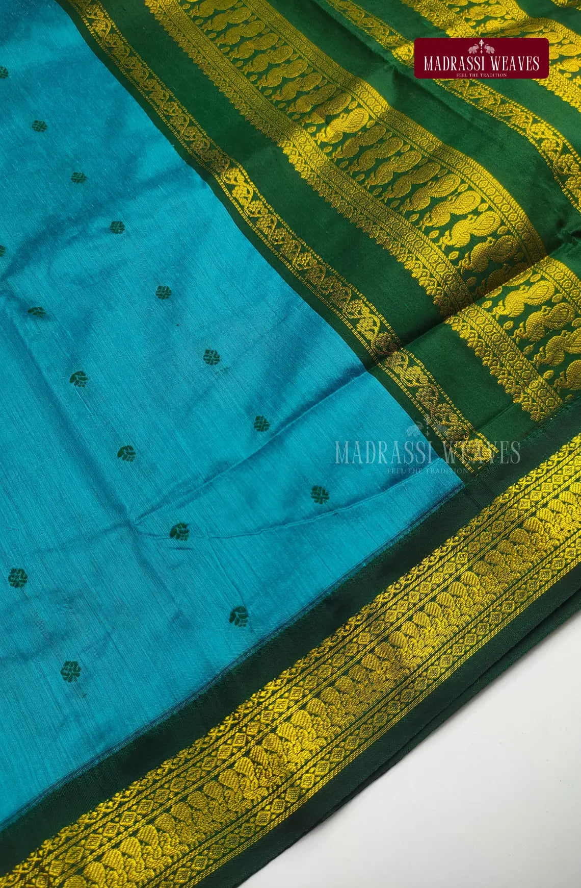 Premium Kalyani Gadwal Cotton Saree - Sky Blue