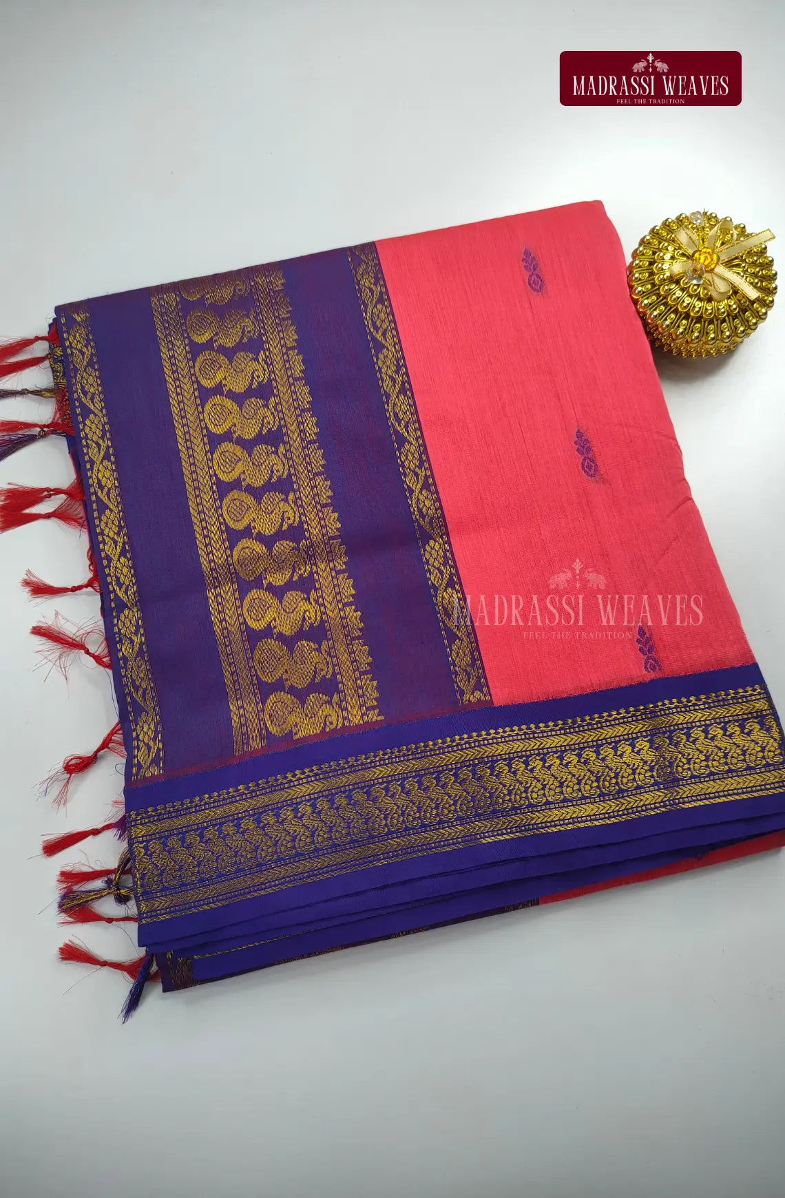 Premium Kalyani Gadwal Cotton Saree - Bright Pink