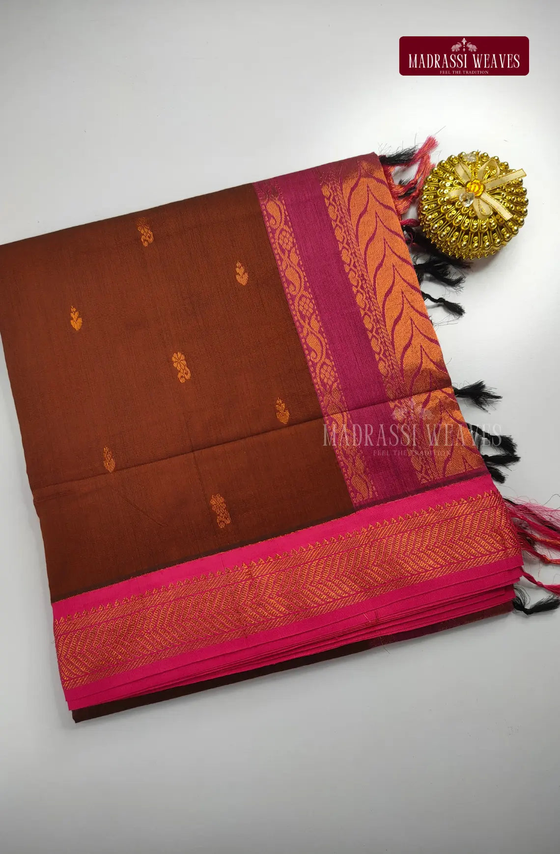 Premium Kalyani Gadwal Cotton Saree - Brown