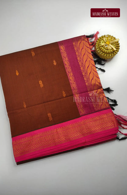 Premium Kalyani Gadwal Cotton Saree - Brown