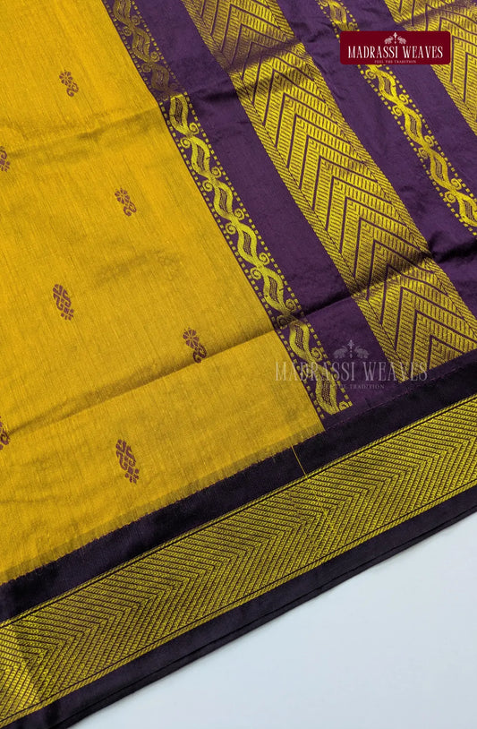 Premium Kalyani Gadwal Cotton Saree - Golden Yellow