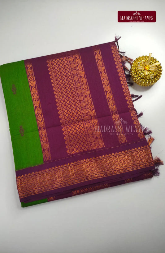 Premium Kalyani Gadwal Cotton Saree - Green