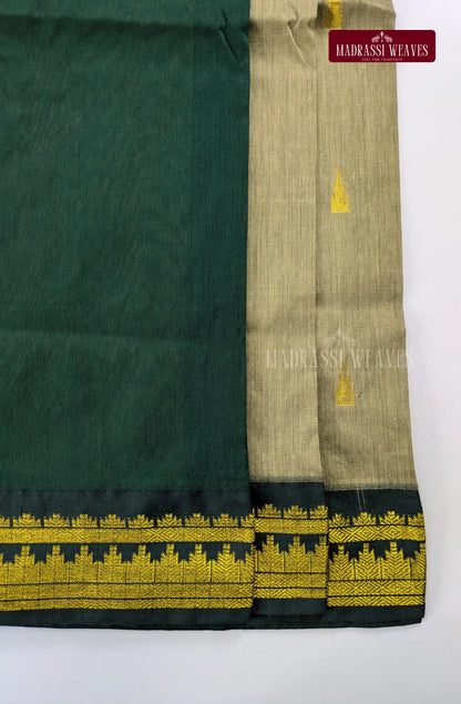 Premium Kalyani Gadwal Cotton Saree - Greenish Grey
