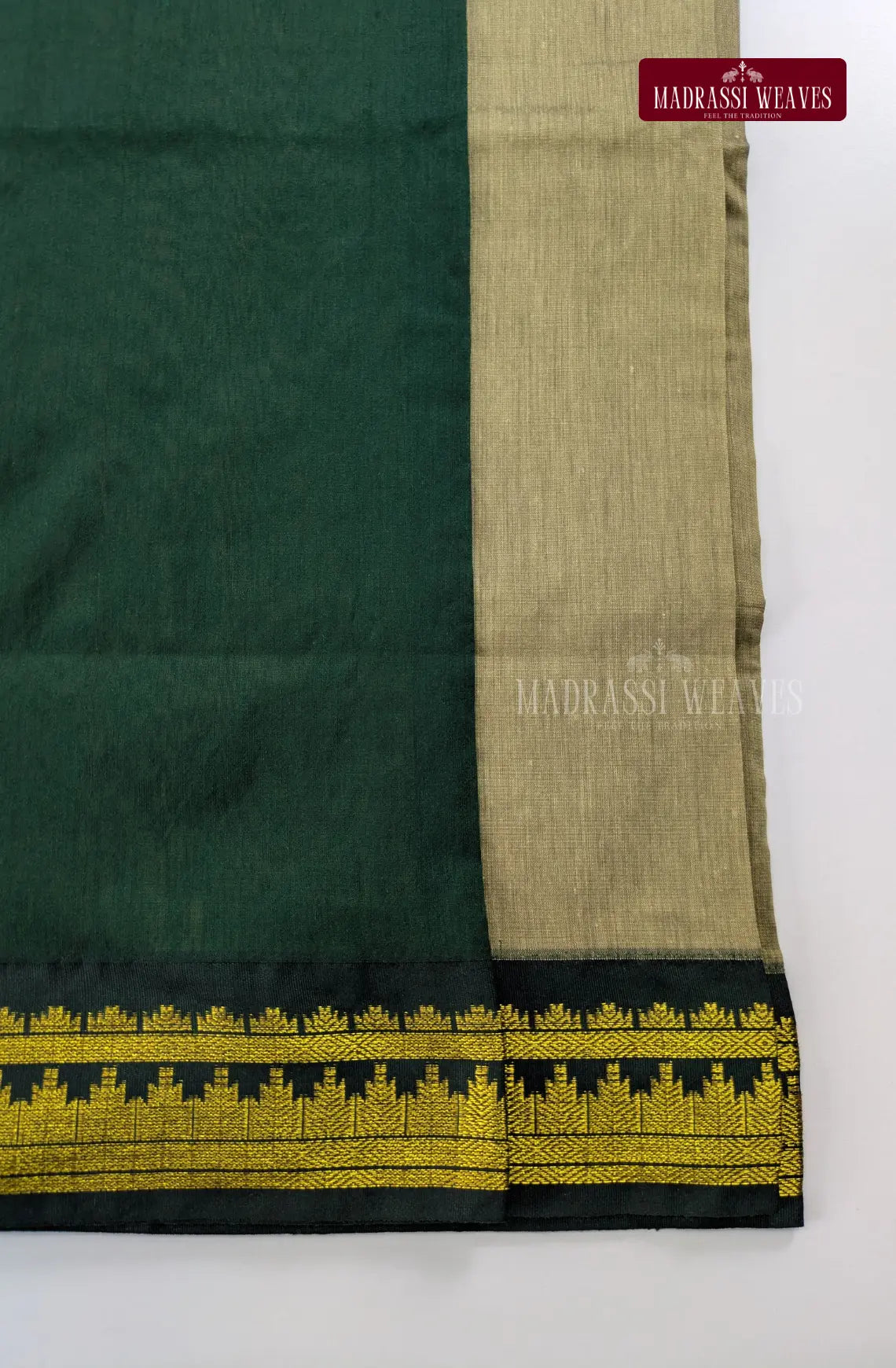 Premium Kalyani Gadwal Cotton Saree - Greyish Green