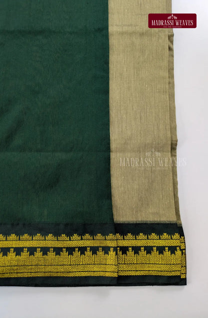 Premium Kalyani Gadwal Cotton Saree - Greyish Green