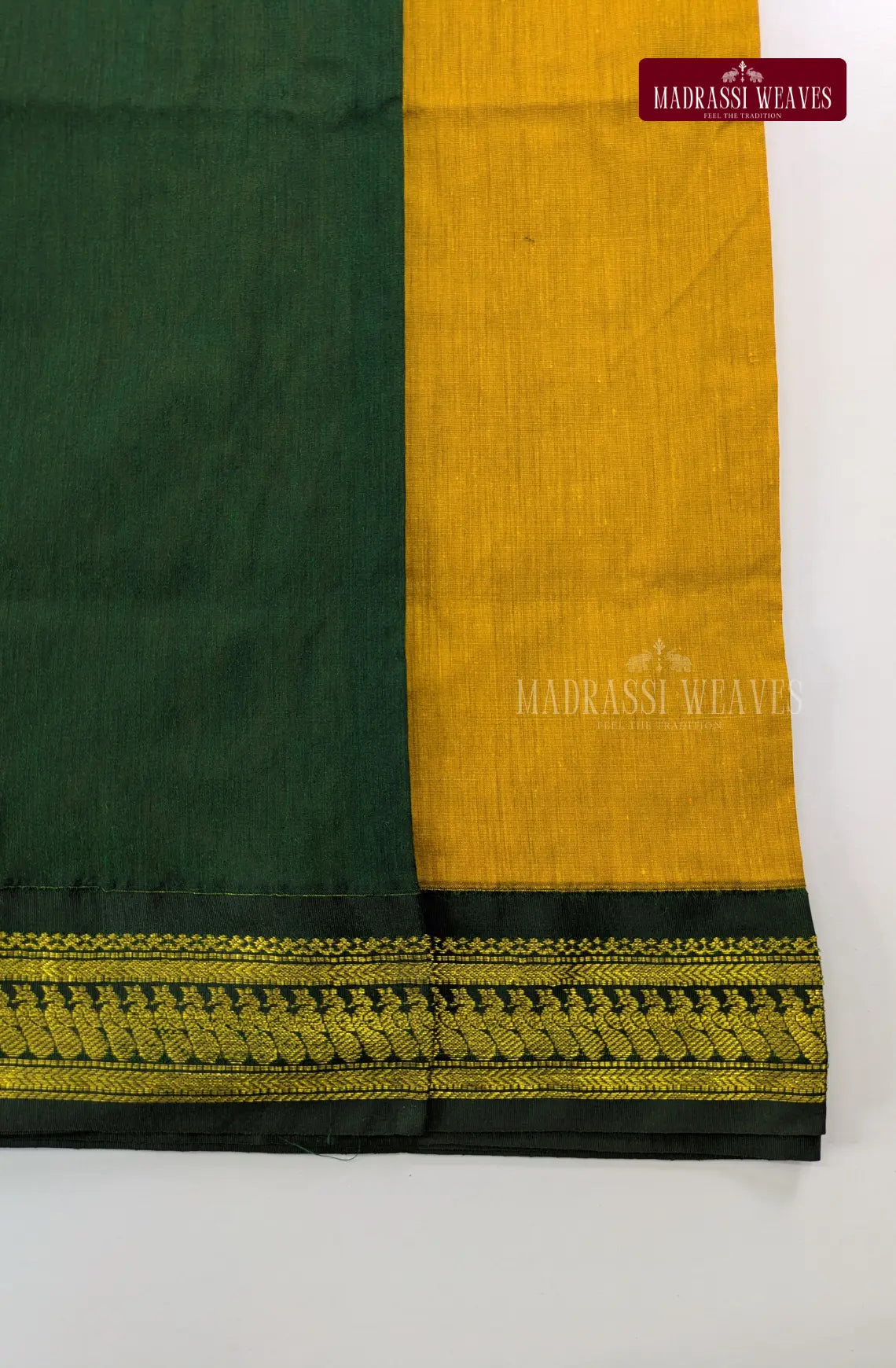 Premium Kalyani Gadwal Cotton Saree - Haldi Yellow