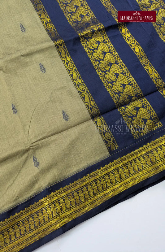 Premium Kalyani Gadwal Cotton Saree - Ivory Tusk