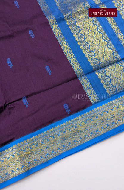 Premium Kalyani Gadwal Cotton Saree - Jamoon Fruit