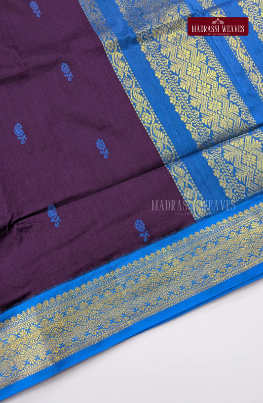 Premium Kalyani Gadwal Cotton Saree - Jamoon Fruit
