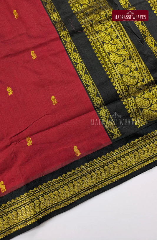 Premium Kalyani Gadwal Cotton Saree - Kumkum Maroon