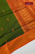 Premium Kalyani Gadwal Cotton Saree - Leaf Green