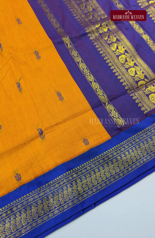 Premium Kalyani Gadwal Cotton Saree - Mango