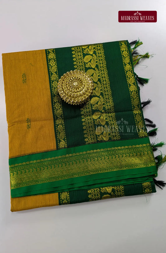 Premium Kalyani Gadwal Cotton Saree - Methi Yellow