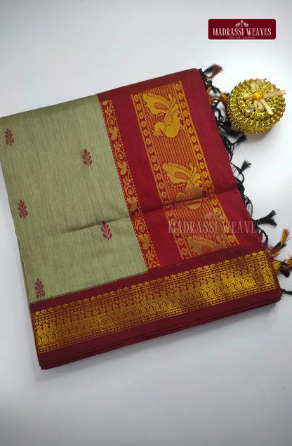 Premium Kalyani Gadwal Cotton Saree - Moss