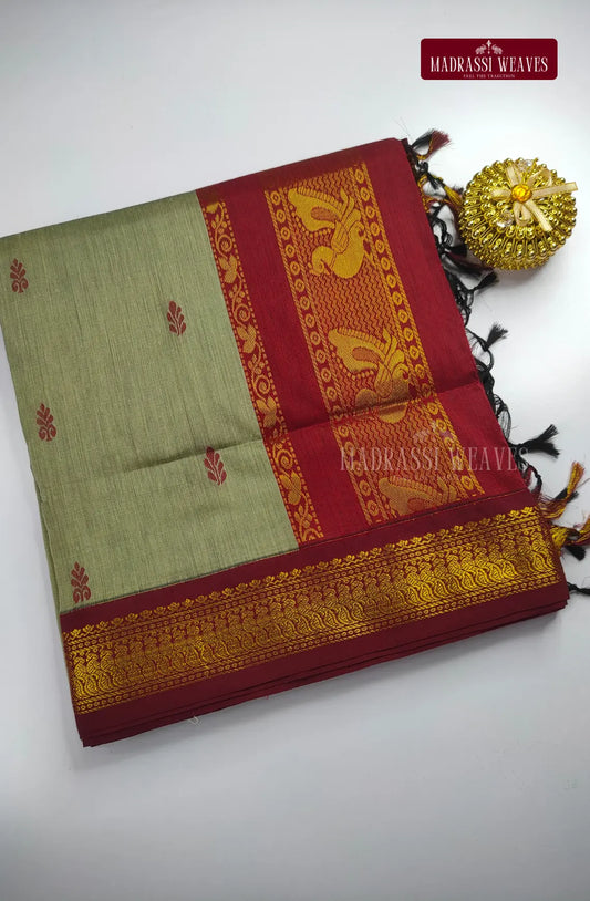Premium Kalyani Gadwal Cotton Saree - Moss