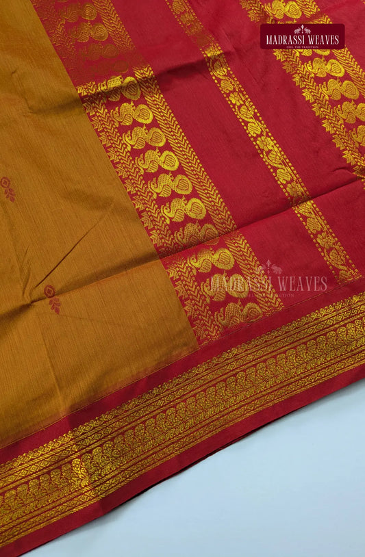 Premium Kalyani Gadwal Cotton Saree - Mustard