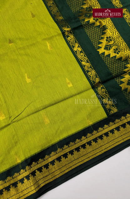 Premium Kalyani Gadwal Cotton Saree - Nature Green