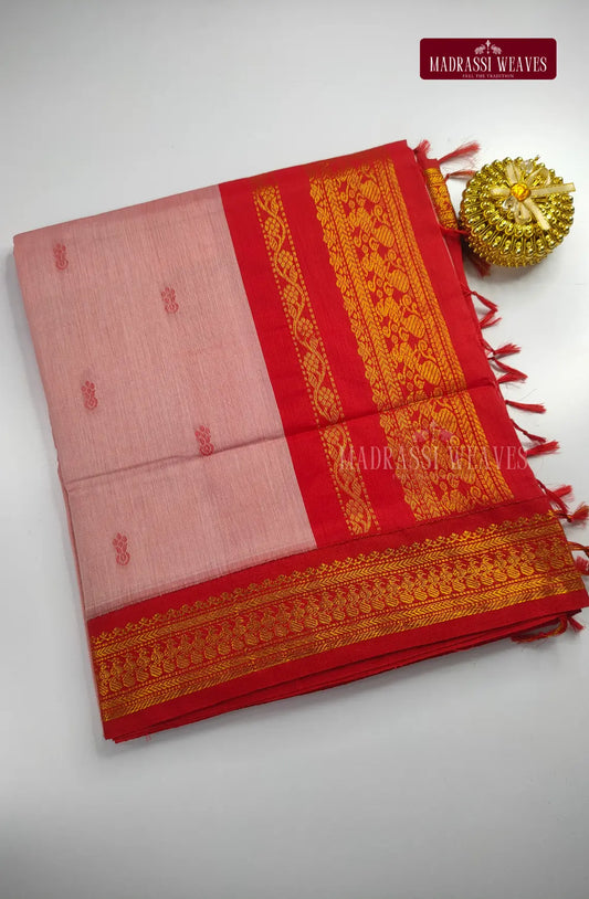 Premium Kalyani Gadwal Cotton Saree - Peach