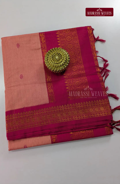 Premium Kalyani Gadwal Cotton Saree - Peach
