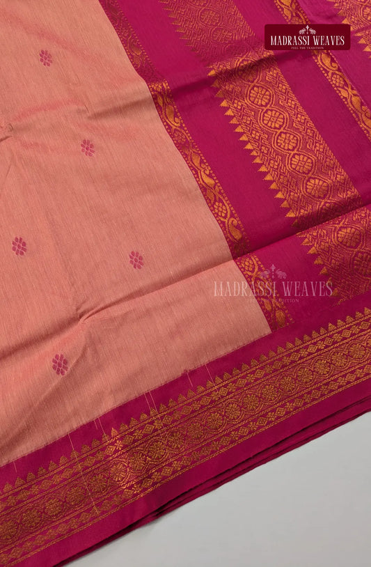 Premium Kalyani Gadwal Cotton Saree - Peach