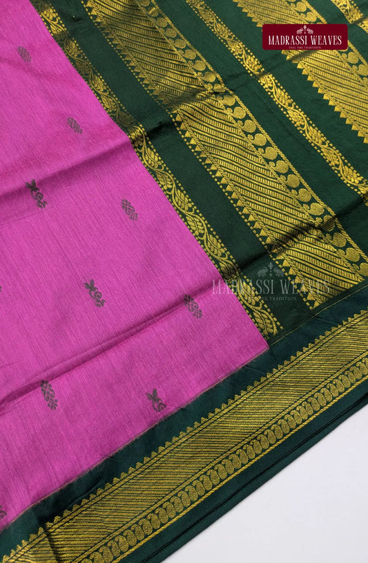Premium Kalyani Gadwal Cotton Saree - Petal Pink