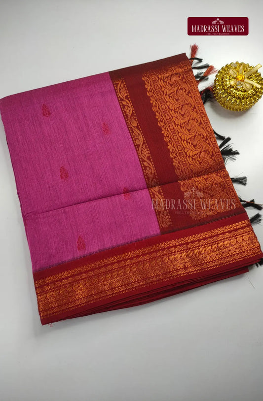 Premium Kalyani Gadwal Cotton Saree - Pink