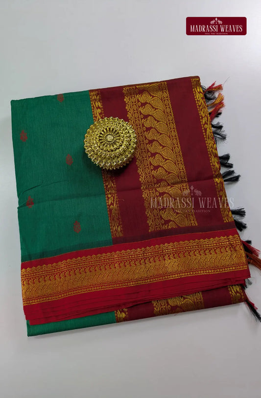 Premium Kalyani Gadwal Cotton Saree - Rama