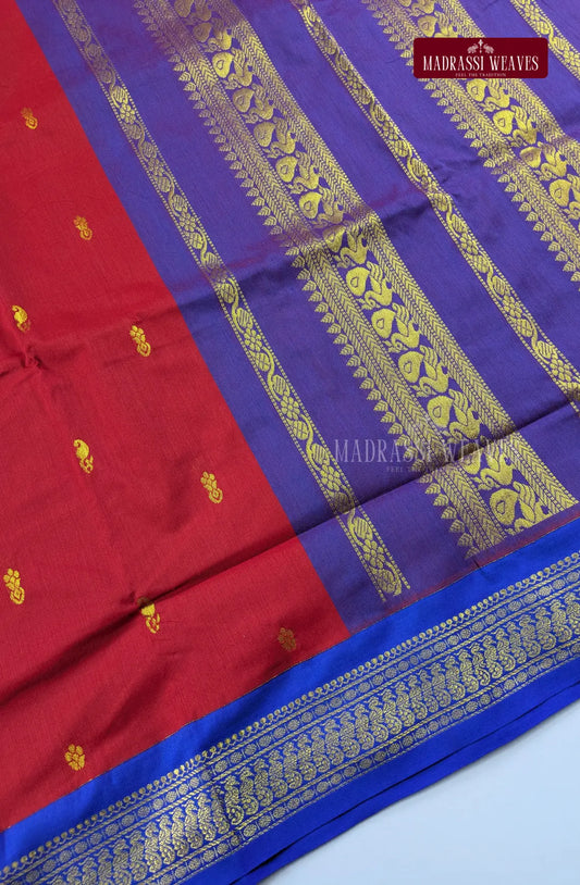Premium Kalyani Gadwal Cotton Saree - Red