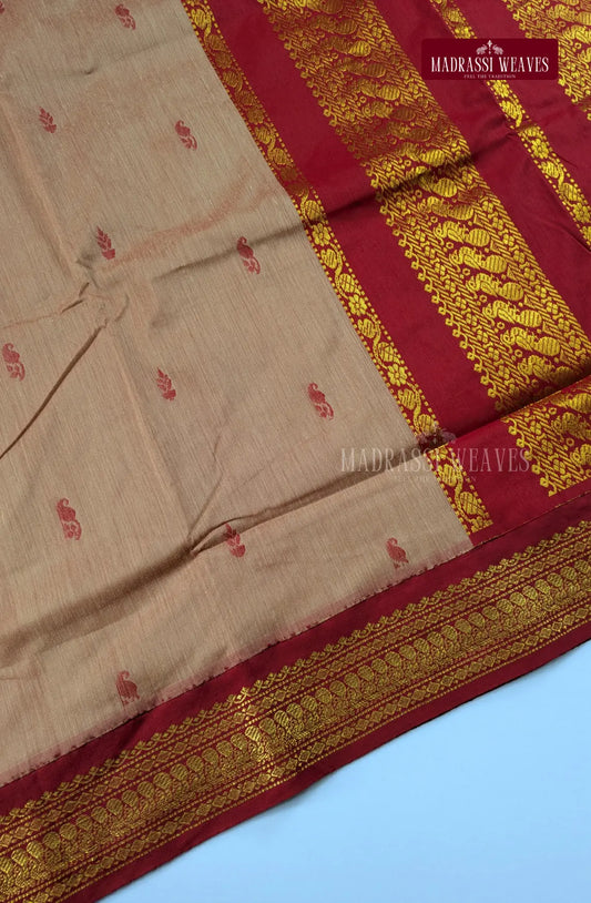 Premium Kalyani Gadwal Cotton Saree - Sandal