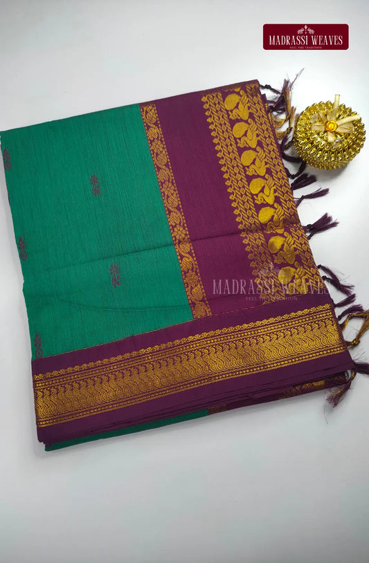 Premium Kalyani Gadwal Cotton Saree - Sapphire