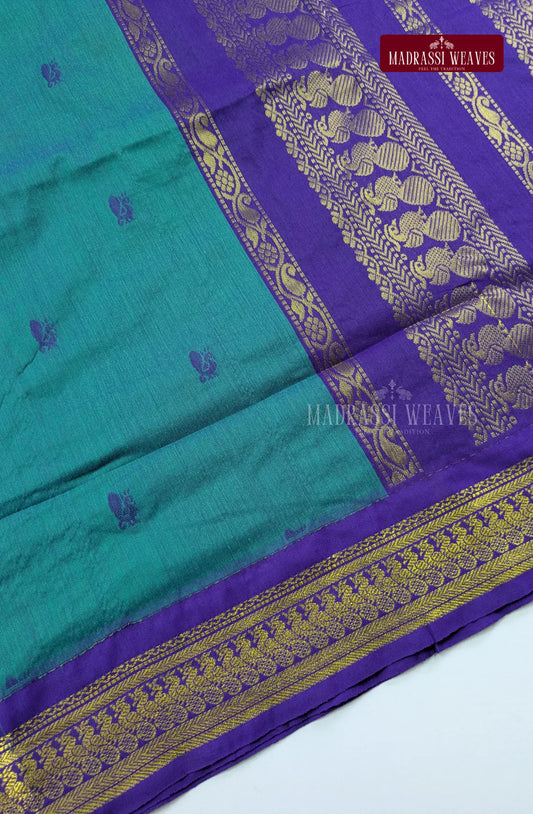 Premium Kalyani Gadwal Cotton Saree - Sea Green