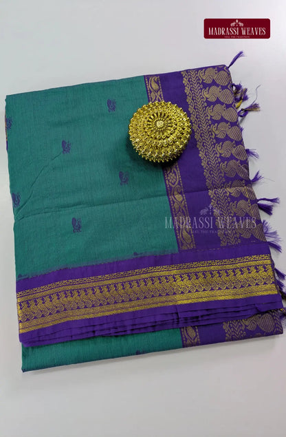 Premium Kalyani Gadwal Cotton Saree - Sea Green
