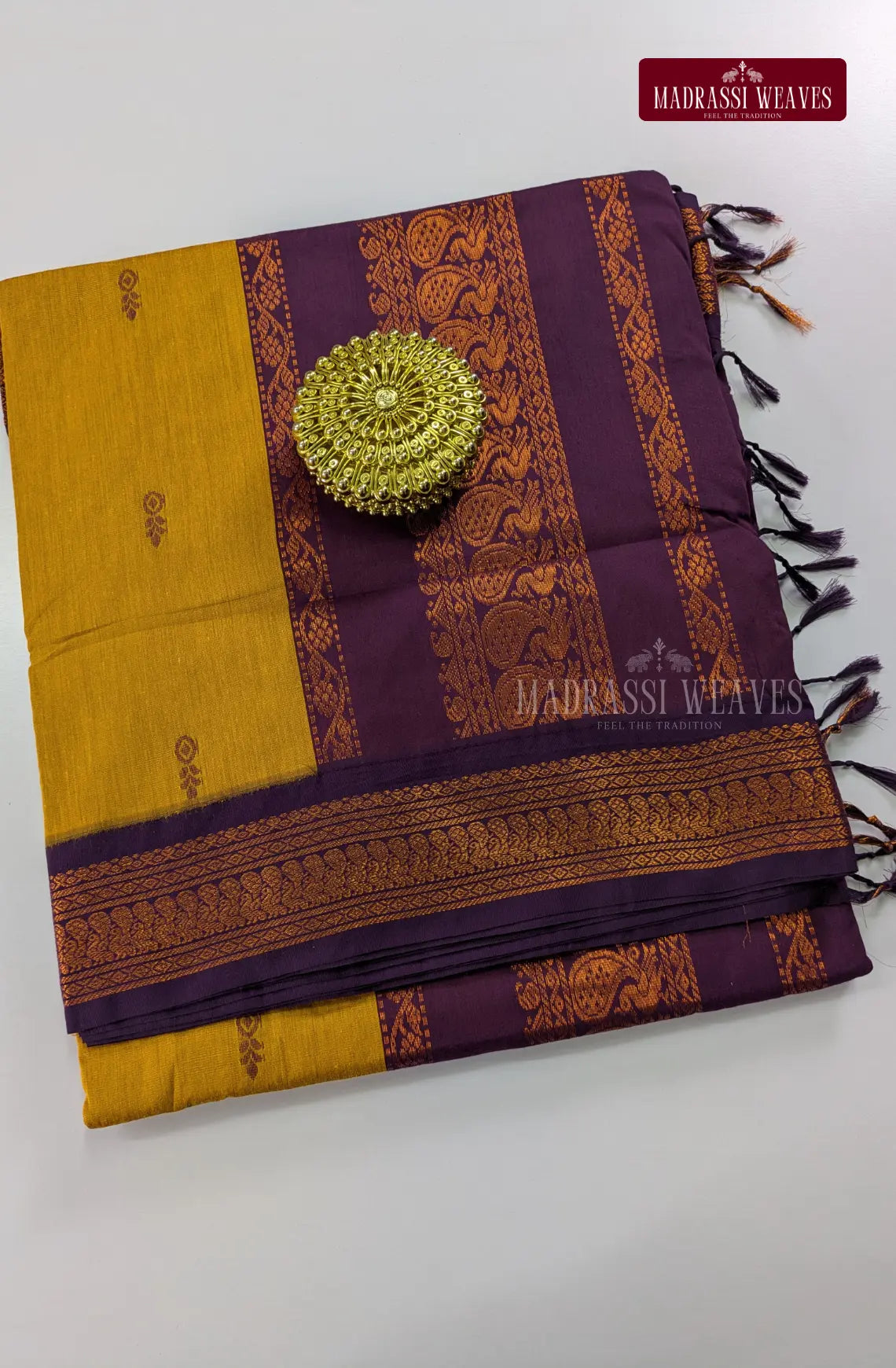 Premium Kalyani Gadwal Cotton Saree - Sunshine Yellow