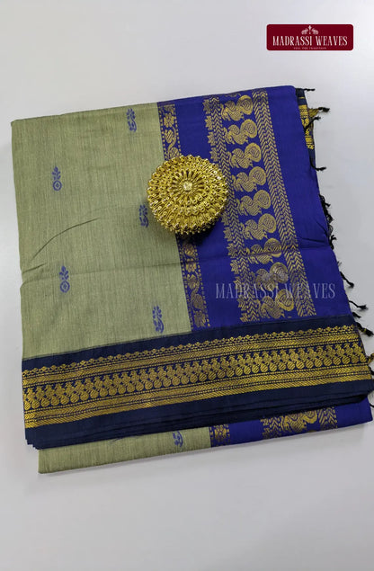 Premium Kalyani Gadwal Cotton Saree - Whitish Grey