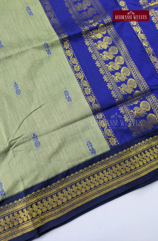 Premium Kalyani Gadwal Cotton Saree - Whitish Grey