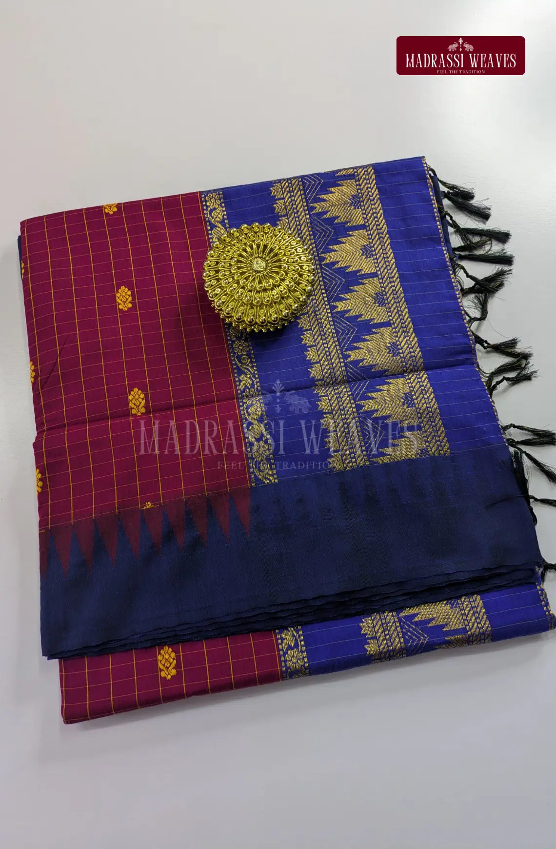Premium Kalyani Gadwal Kattam Butta  Sarees - Kum Kum