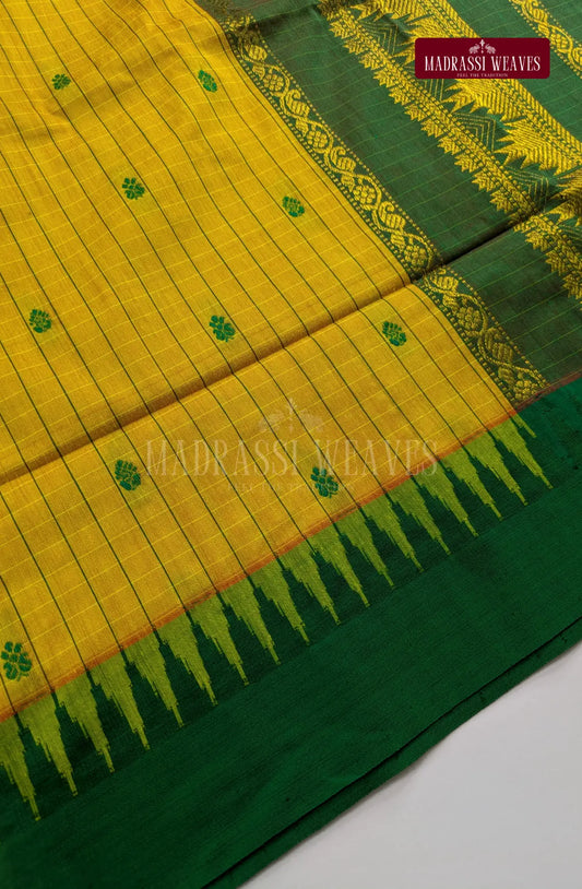 Premium Kalyani Gadwal Kattam Butta  Sarees - Mustard
