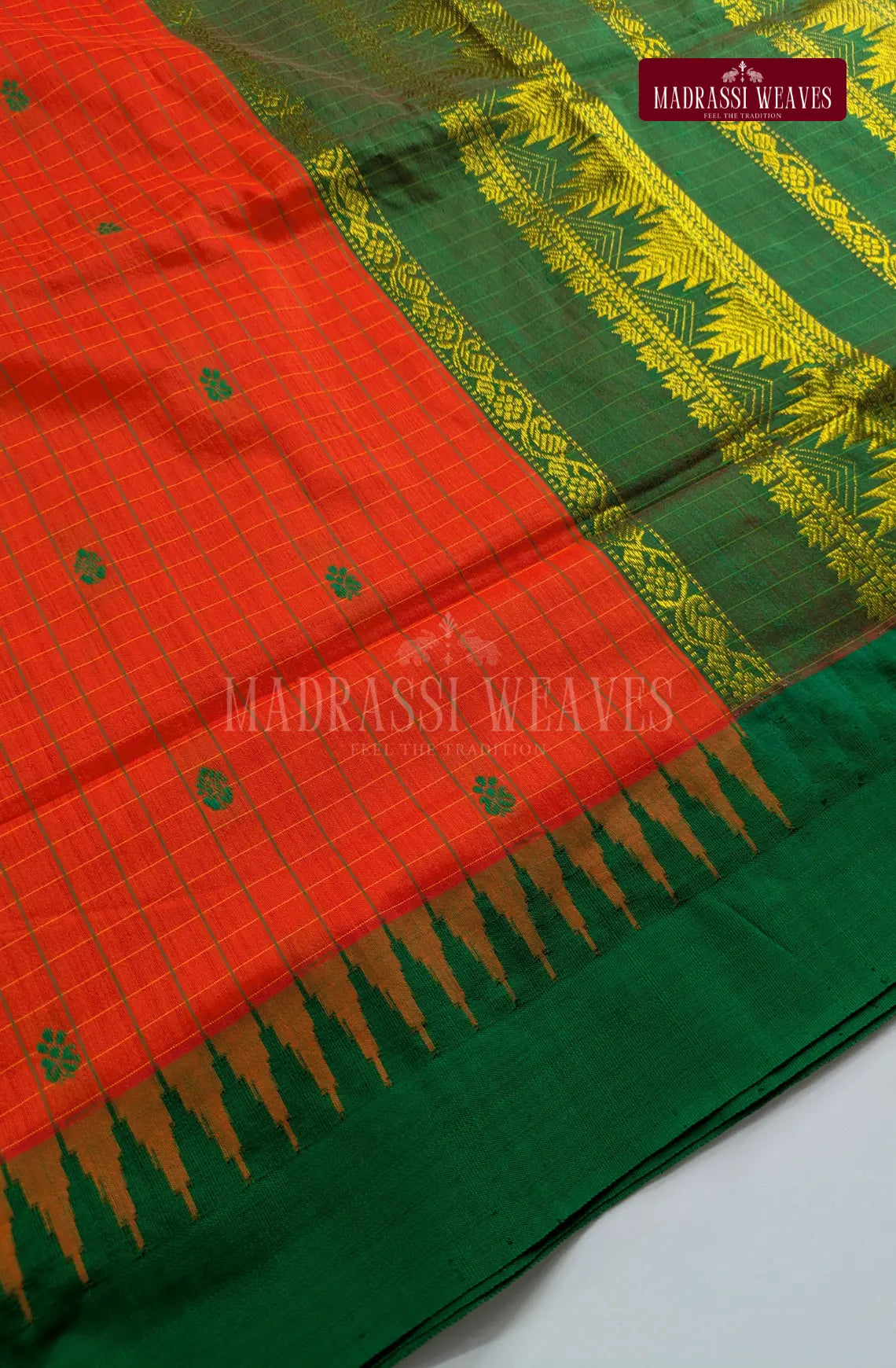 Premium Kalyani Gadwal Kattam Butta  Sarees - Orange