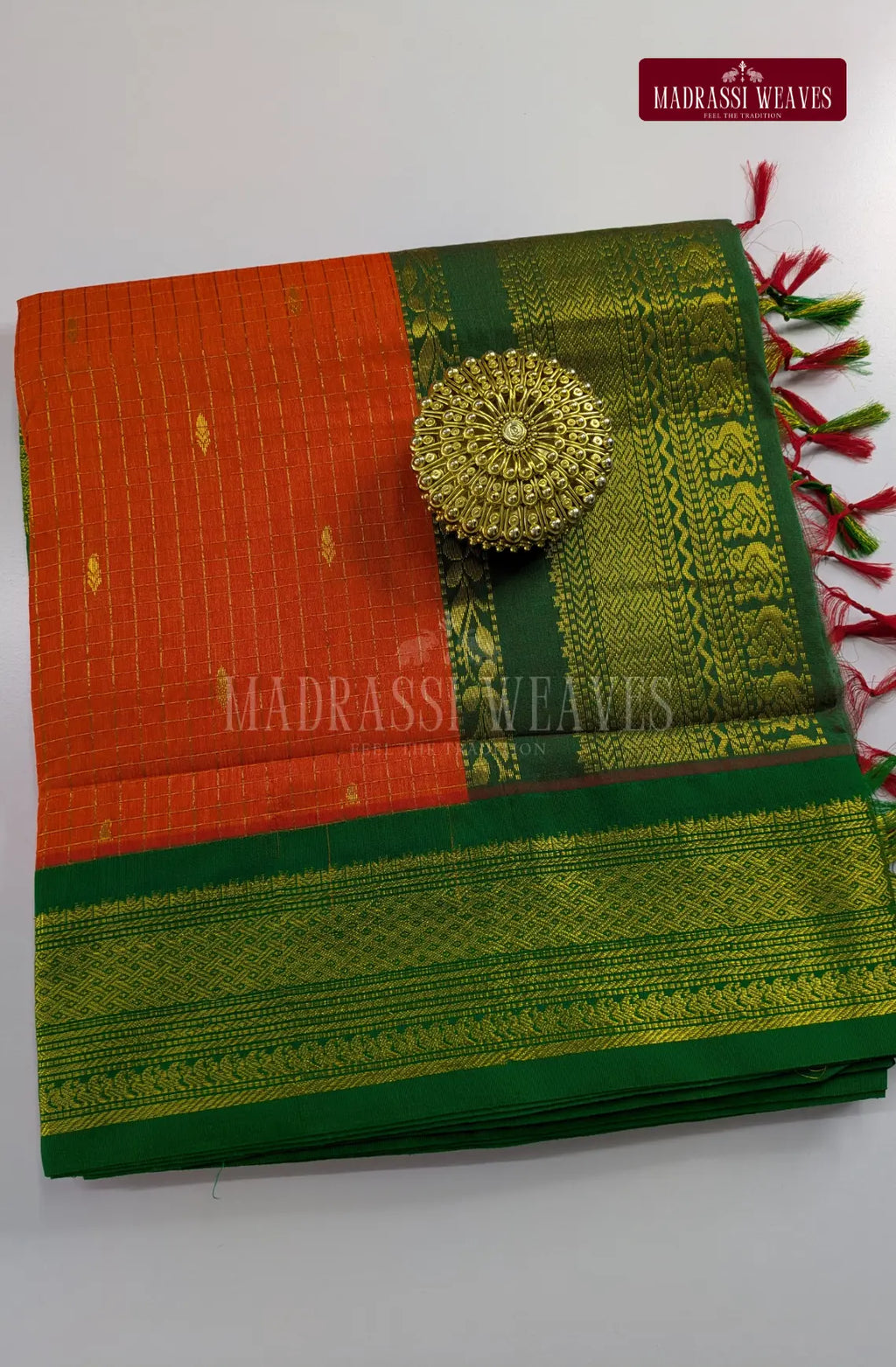 Premium Kalyani Gadwal Kattam Butta  Sarees - Orange