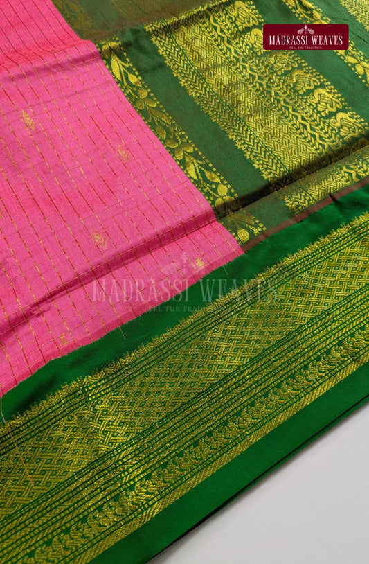Premium Kalyani Gadwal Kattam Butta  Sarees - Petal Pink
