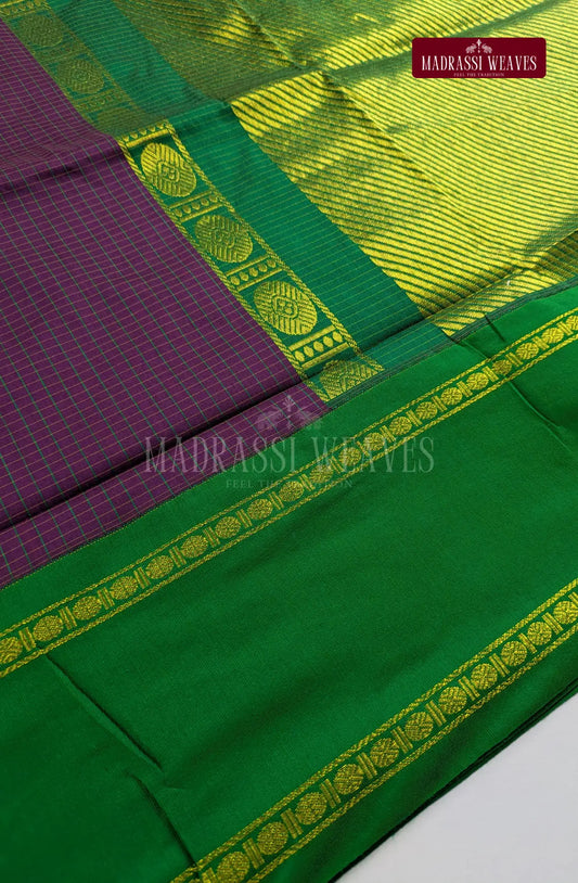 Premium Kalyani Gadwal Kattam Sarees - Jamoon Fruit