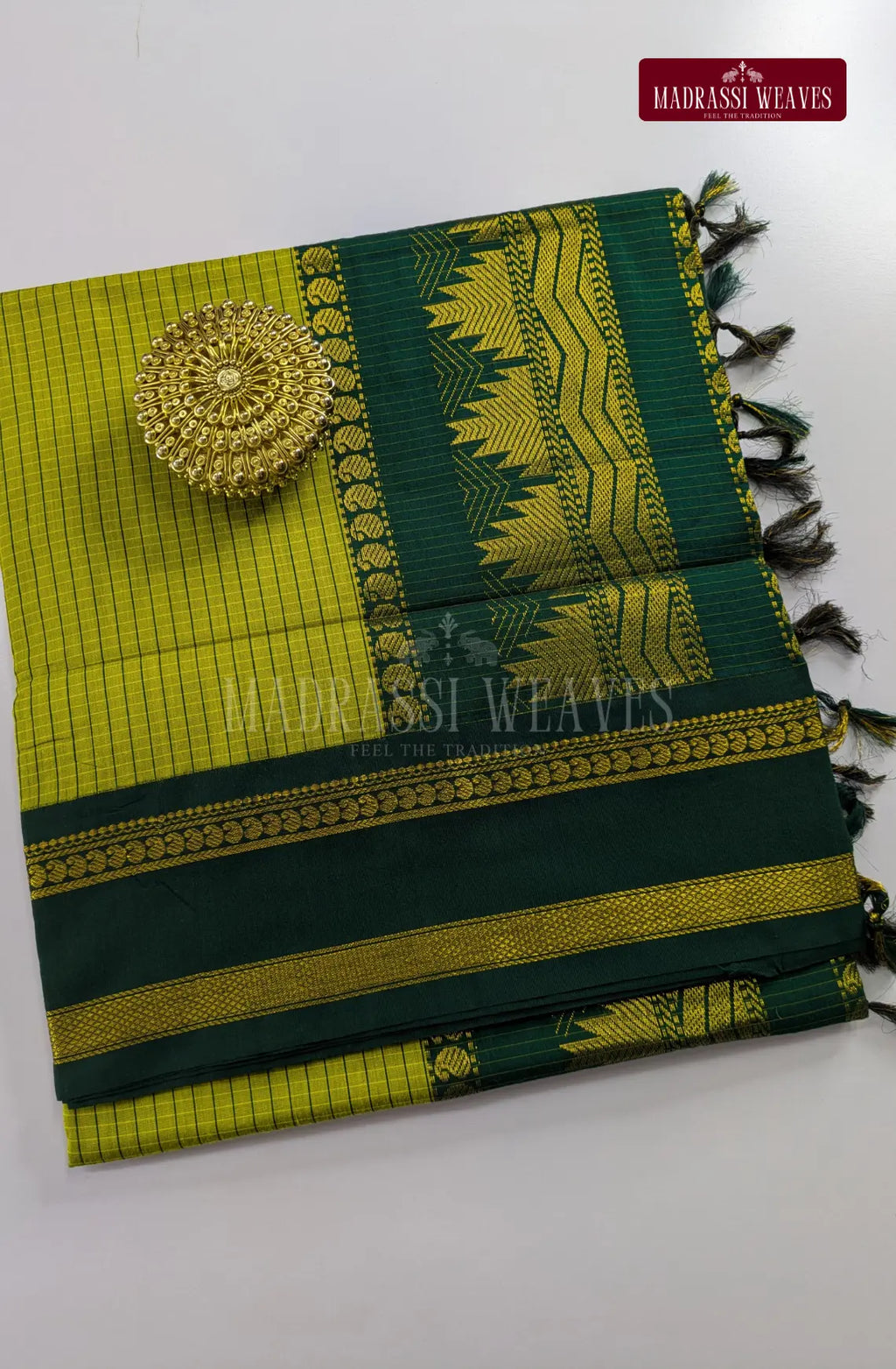 Premium Kalyani Gadwal Kattam Sarees - Lumous Lime