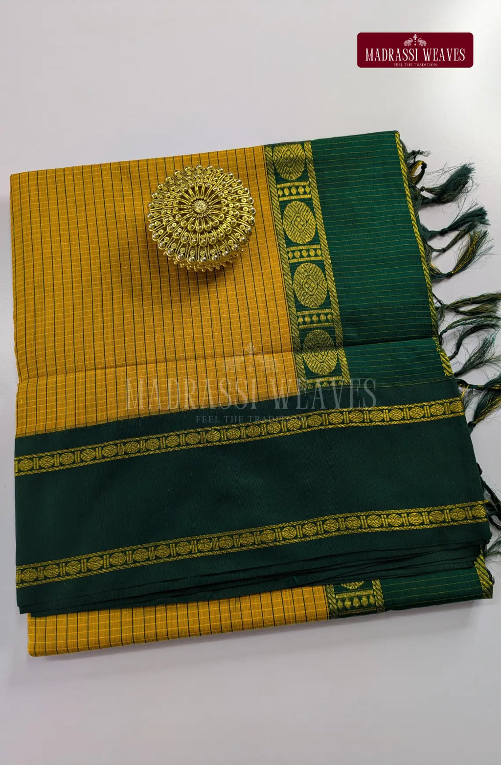 Premium Kalyani Gadwal Kattam Sarees - Mustard