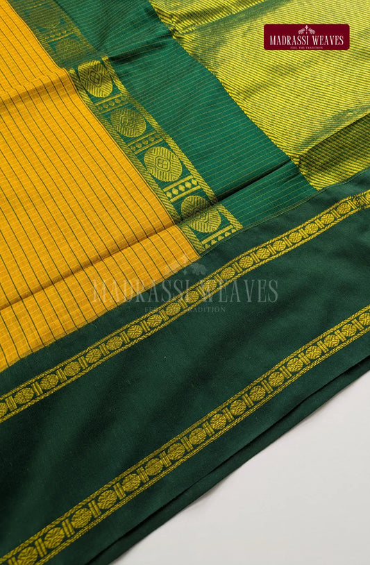 Premium Kalyani Gadwal Kattam Sarees - Mustard