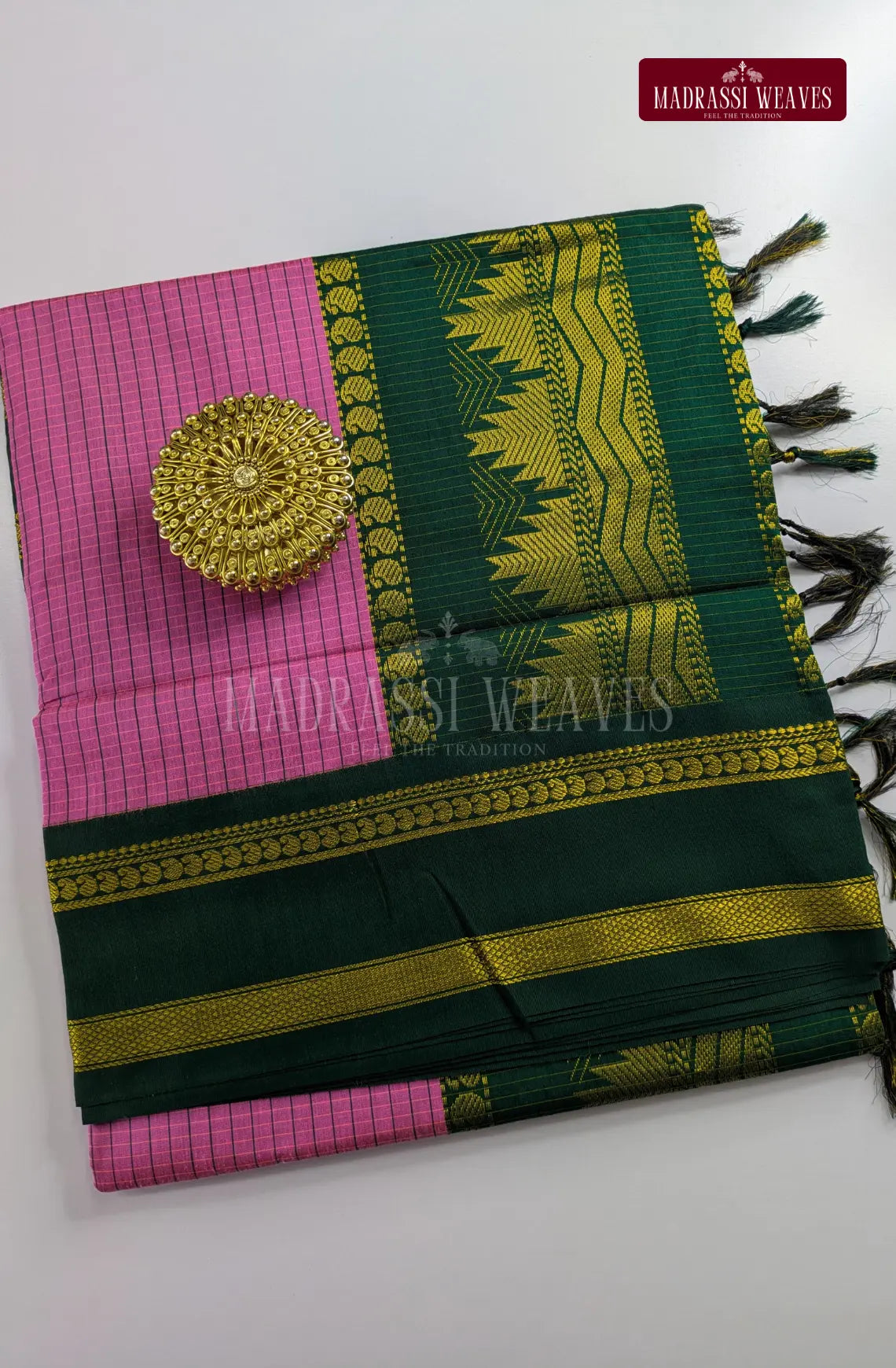 Premium Kalyani Gadwal Kattam Sarees - Pink